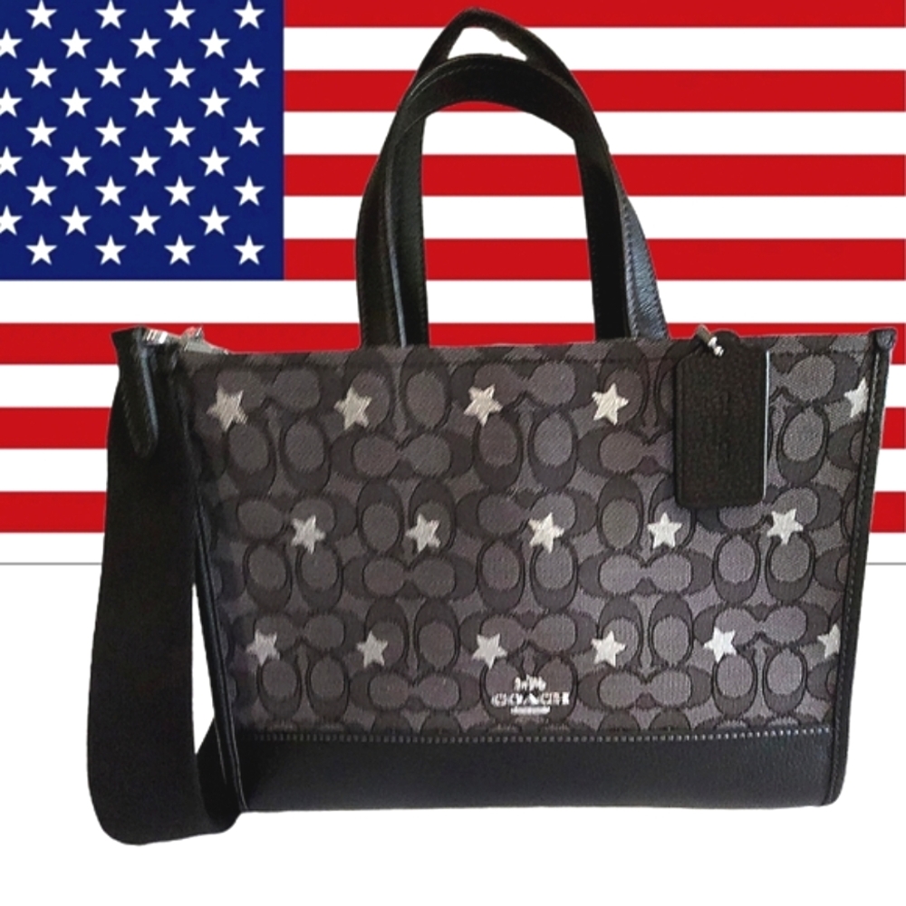 COACH DEMPSEY CARRYALL IN SIGNATURE JACQUARD WITH STAR EMBROIDERY NWT